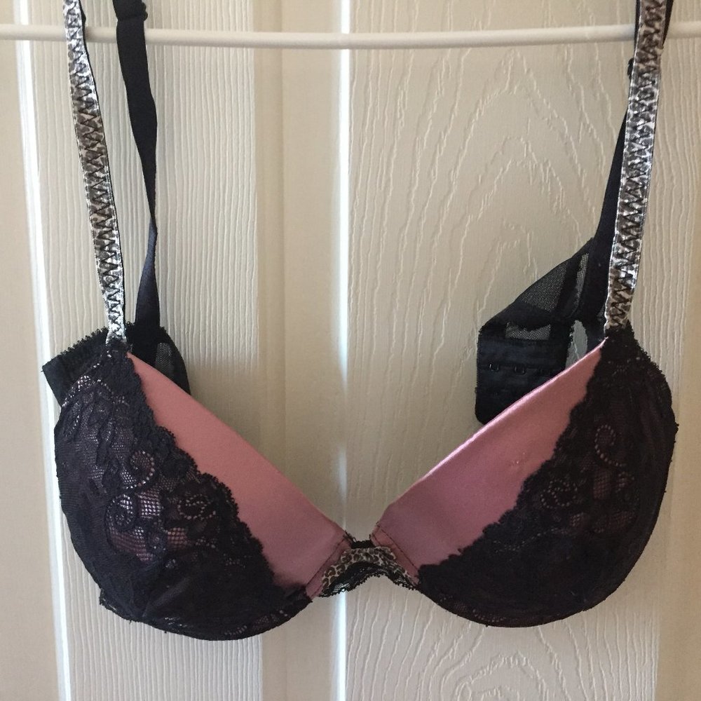 Censored Pink and Black Lace Bra 36C